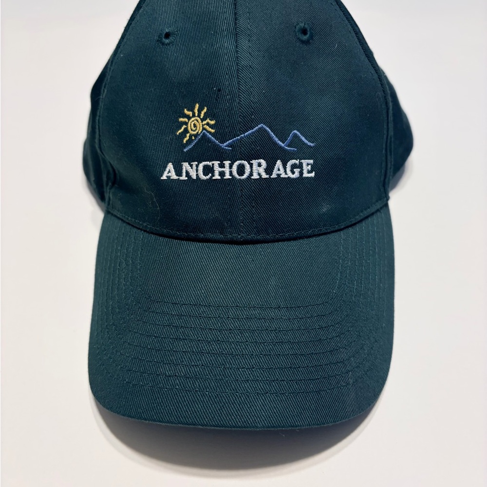 Anchorage Alaska Embroidered Green Baseball Hat Adjustable